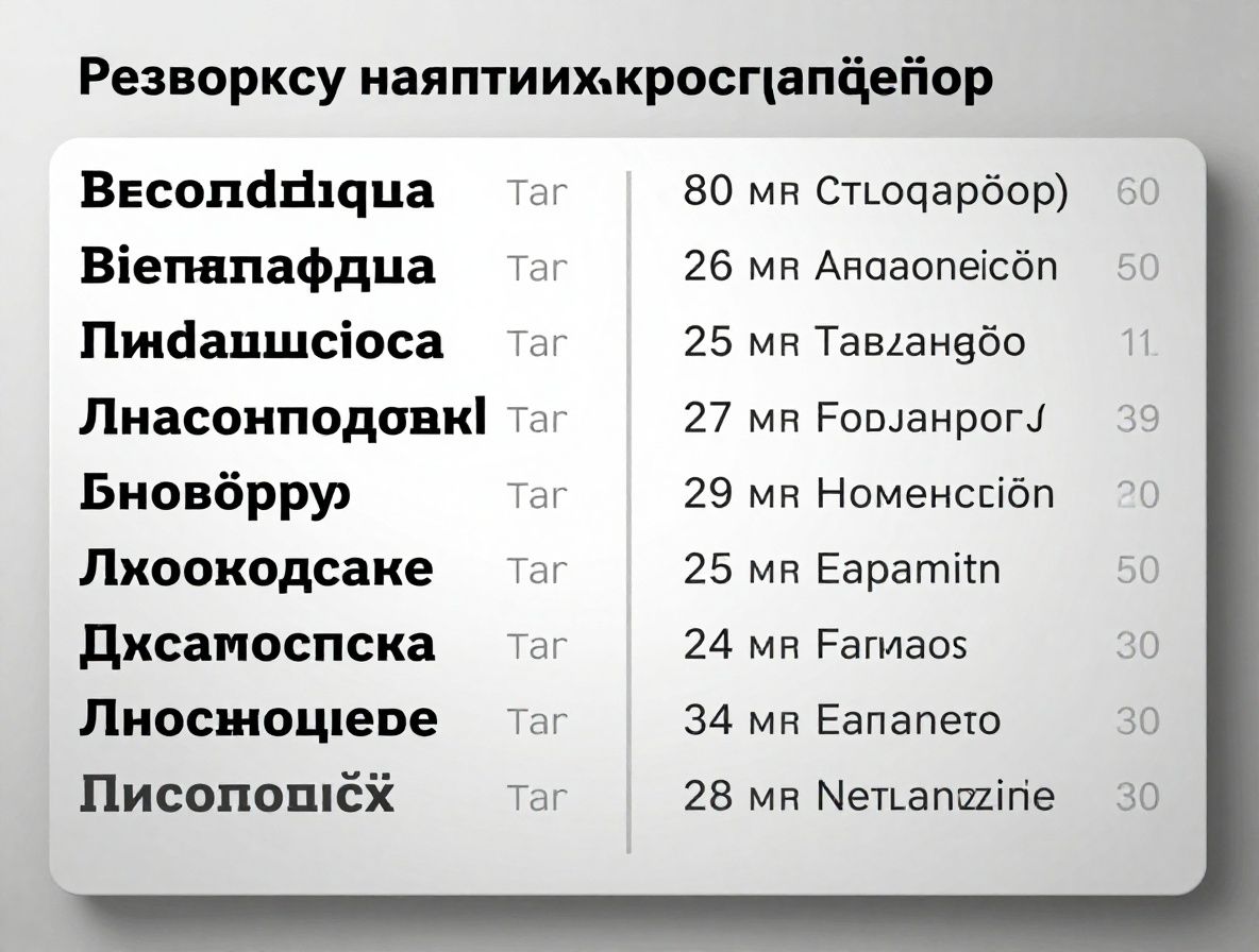 Разворот аналитического отчёта с диаграммами сравнения читаемости десяти шрифтовых пар в различных размерах и на различных типах носителей